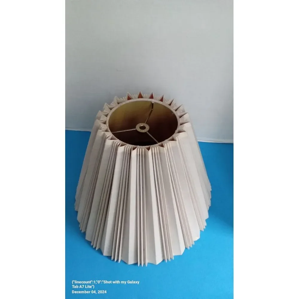 Vintage Pleated Lamp Shade‎ Conical Cream White Traditional Table Lamp Lighting